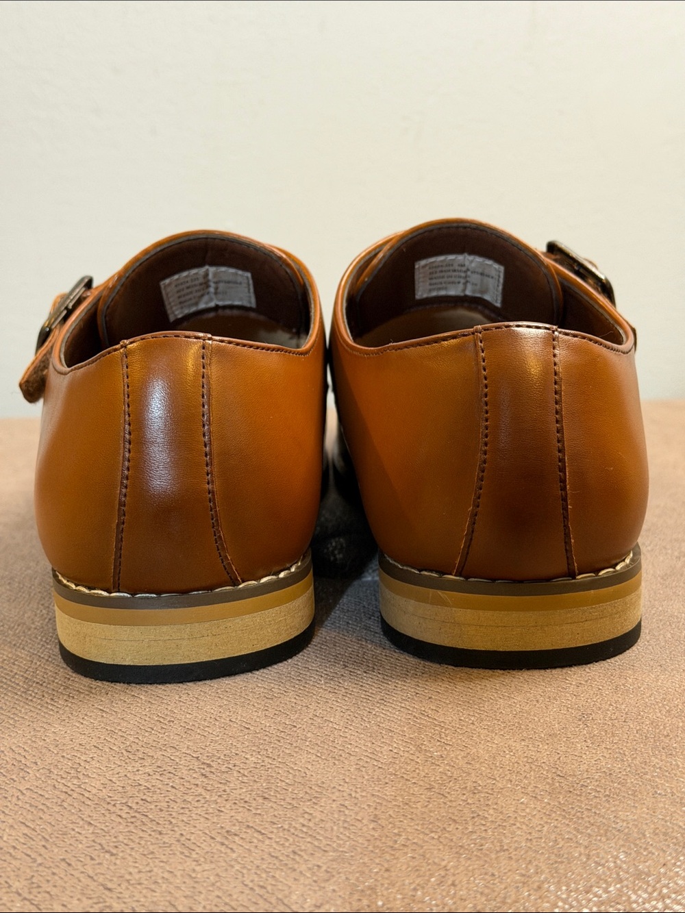 Stacy Adams Boy’s Desmond Cognac Cap Toe Monk Strap Dress Shoes Size 6M With Box - Picture 6 of 10